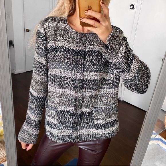 🖤 GERRY WEBER BLACK GREY TWEED WOOL BLEND JACKET! - Picture 5 of 14